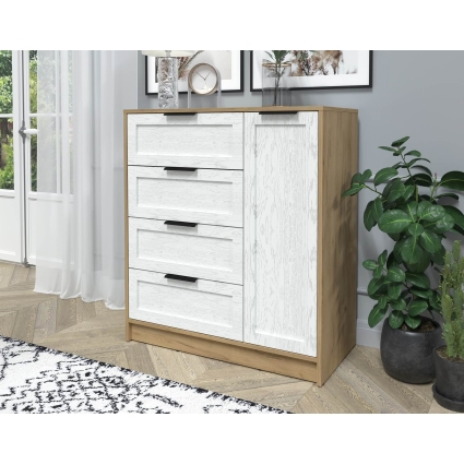 Тумба Тренд КТ-Т90 (Дуб золотой ЛДСП/ Дуб полярный ЛМДФ) Ш900 В1020 Г451